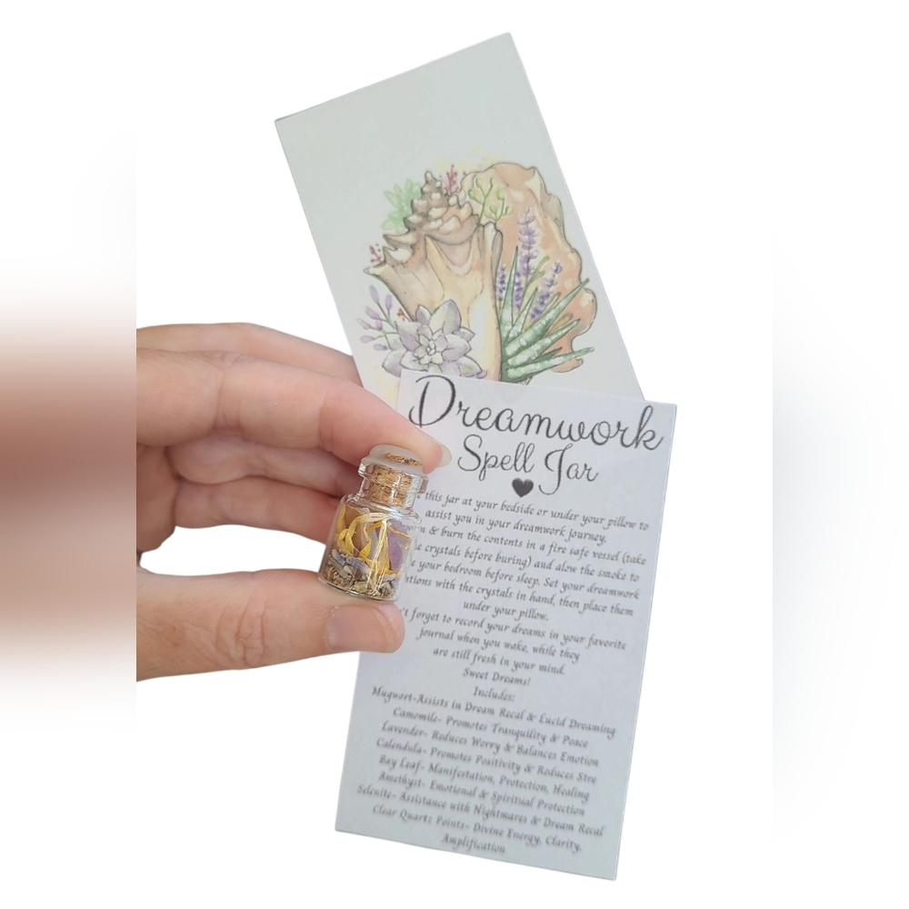 Dreamwork Mini Spell Jar Pendant with Herbs and Crystals